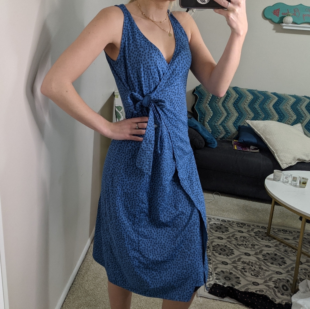 Patagonia Wrap It Up Dress blue Sleeveless midi